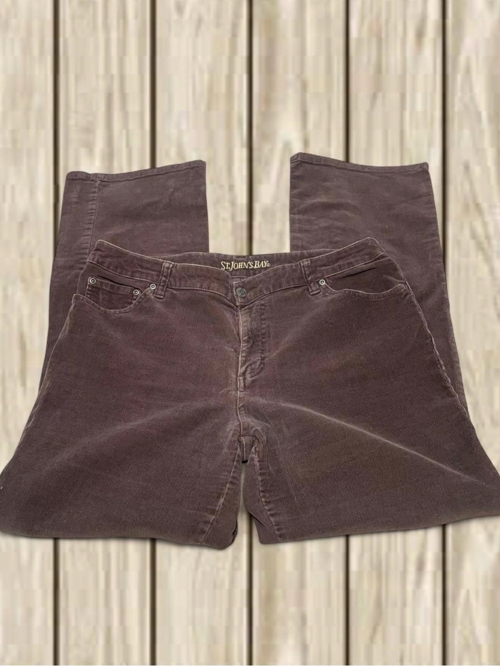 St. John's Bay Women's  Brown Corduroy Straight Leg Jeans